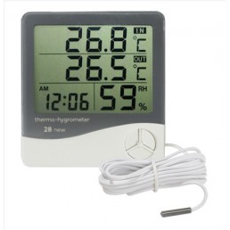 Termo-Higrômetro Digital com Sensor Externo e Relógio - IF28 - InstruFiber