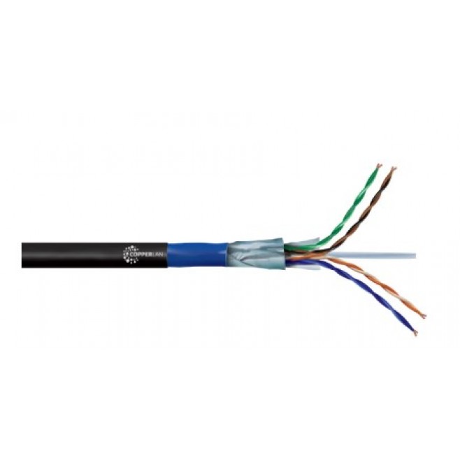 CABO LAN FTP CAT6 4 PARES DUPLA CAPA BLINDADO PRETO CRIMPADO (VENDA POR METRO) - INSTRUFIBER 