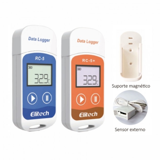 DATALOGGER DE TEMPERATURA (-30 A 70°C) 32000 LEITURAS CONEXÃO USB DIRETA RC-5 e RC-5+ (IP67)  - INSTRUFIBER