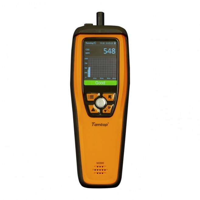 DETECTOR DE QUALIDADE DE AR (PARTICULAS / PM2,5 / PM10 / CO2 / HCHO / TEMPERATURA / UMIDADE) M2000 TEMTOP - INSTRUFIBER