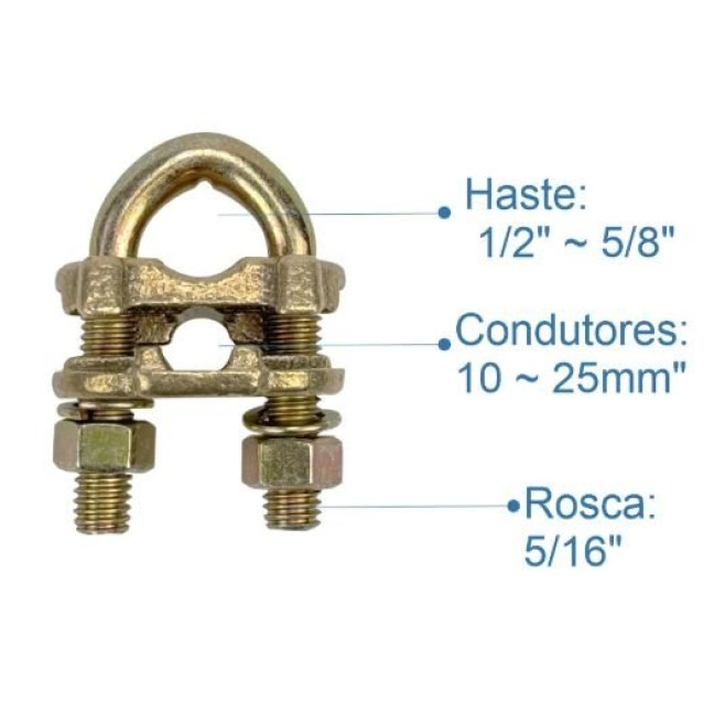 Grampo para Haste de Aterramento GTDU 1/2~5/8" - INSTRUFIBER Grampo para Haste de Aterramento GTDU 1/2~5/8" - INSTRUFIBER