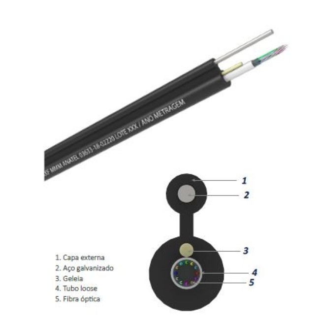 CABO ÓPTICO GELEADO SM 12FO FIG 8 DROP POR METRO - INSTRUFIBER