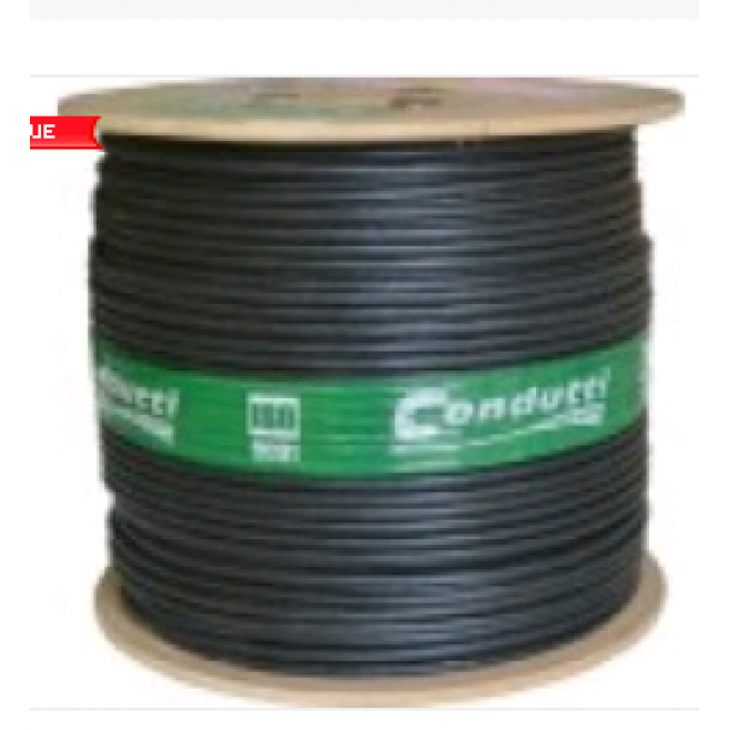 CABO COAXIAL RF 0,4X2,5+BIP 80% MALHA 300M PRETO - INSTRUFIBER