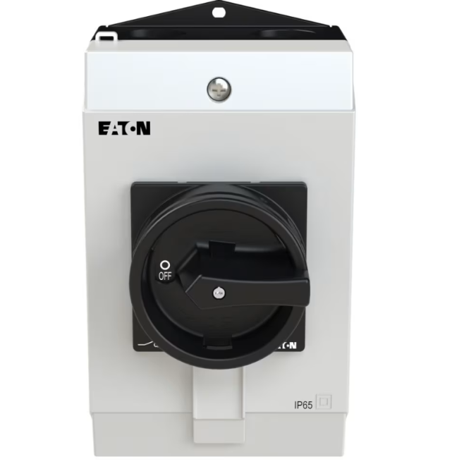 CHAVE SECCIONADORA TRIPOLAR 32A MANOPLA PRETA / MONTADA EM CAIXA IP65 P1-32/I2/SVB-SW EATON - INSTRUFIBER