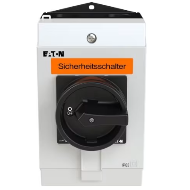 CHAVE SECCIONADORA TRIPOLAR + NEUTRO 25A MANOPLA PRETA / MONTADA EM CAIXA IP65 P1-25/I2-SI/N-SW EATON - INSTRUFIBER