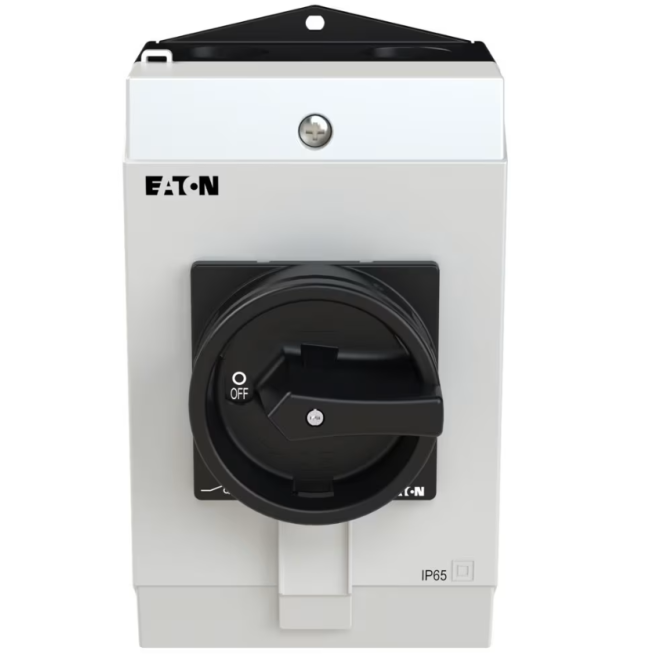 CHAVE SECCIONADORA TRIPOLAR 32A 1NA + 1NF MANOPLA PRETA / MONTADA EM CAIXA IP65 P1-32/I2/SVB-SW/HI11 EATON - INSTRUFIBER