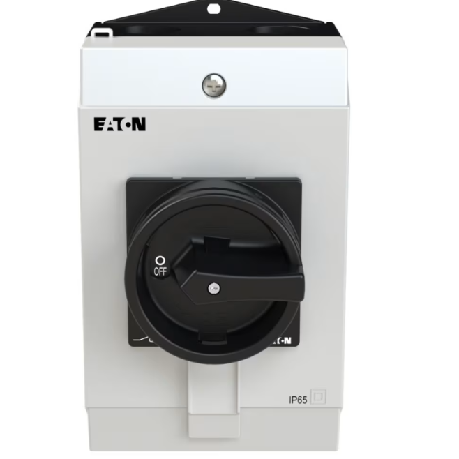 CHAVE SECCIONADORA TRIPOLAR + NEUTRO 32A MANOPLA PRETA / MONTADA EM CAIXA IP65 P1-32/I2/SVB-SW/N EATON - INSTRUFIBER