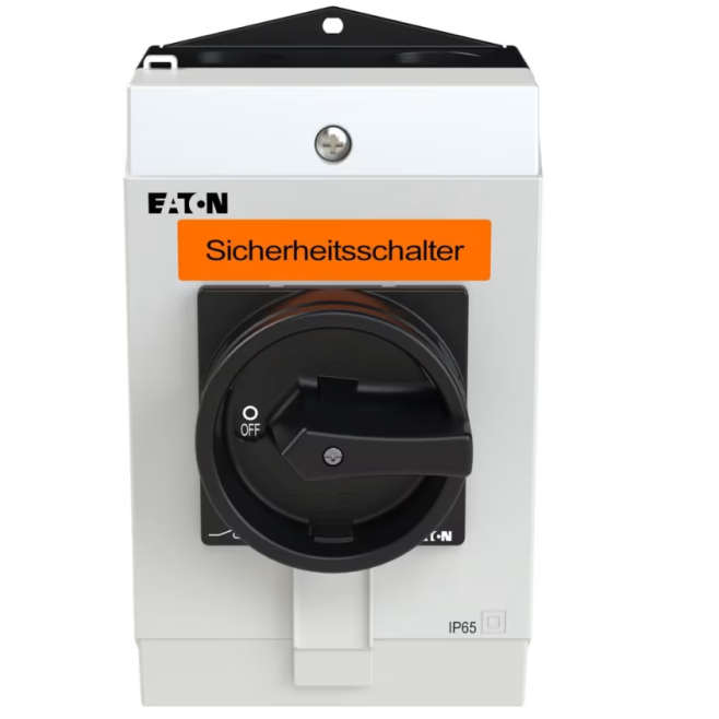 CHAVE SECCIONADORA TRIPOLAR 32A COM MANOPLA PRETA / MONTADA EM CAIXA IP65 P1-32/I2-SI-SW EATON - INSTRUFIBER