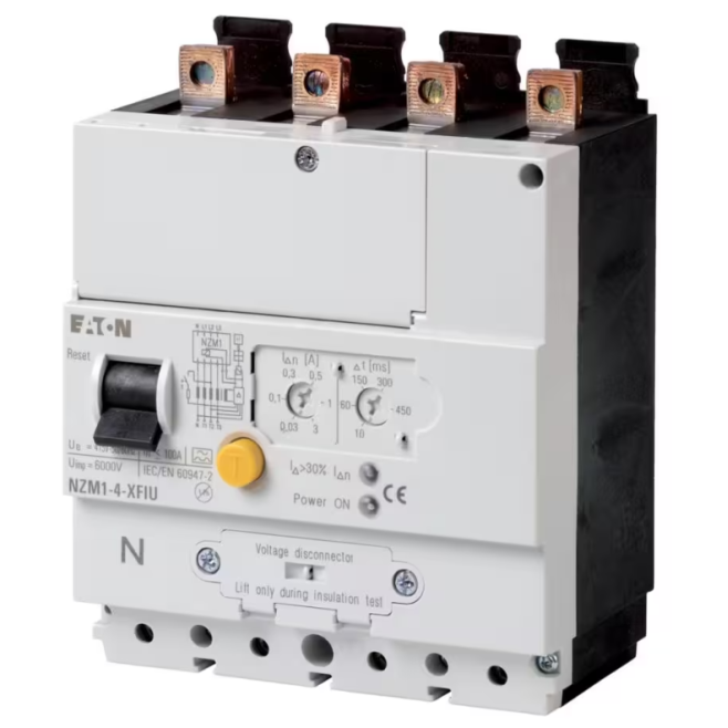 DISPOSITIVO DE PROTECAO ELETRICA TIPO FUGA A TERRA TETRAPOLAR 0,03-3A MONTAGEM INFERIOR NZM1-4-XFIU EATON - INSTRUFIBER