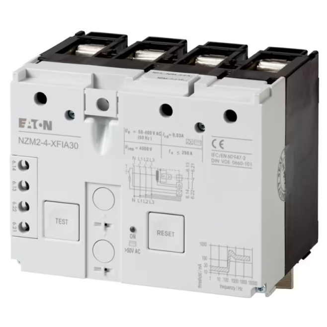DISPOSITIVO DE PROTECAO ELETRICA TIPO FUGA A TERRA TETRAPOLAR 0,3A 30MA MONTAGEM INFERIOR NZM2-4-XFI30 - INSTRUFIBER