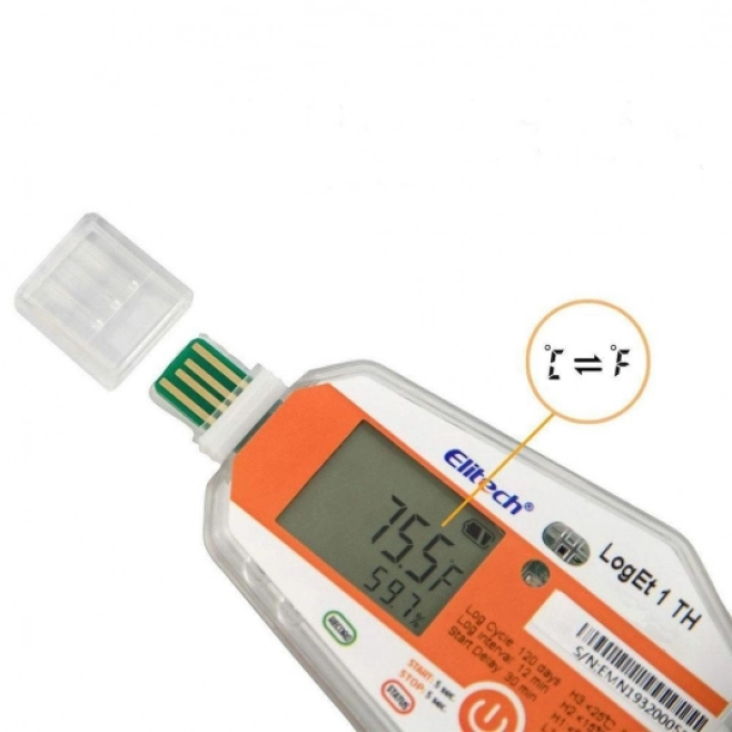 Datalogger de Temperatura e Umidade Descartável / Uso único com tela LOGET1TH - INSTRUFIBER