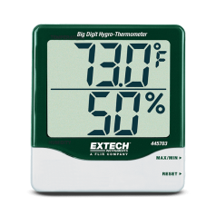 TERMO-HIGRÔMETRO COM DIGITOS GRANDES MÁX/MÍN (TEMP. INT) - EXTECH - 445703 - INSTRUFIBER