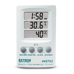 Termo-higrômetro-relógio máx/mín (temp int.) – Extech - 445702 - INSTRUFIBER