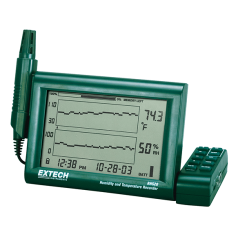 TERMOHIGRÔMETRO C/ DATA LOGGER, ALARME E SONDA DESTACÁVEL - EXTECH - RH520B - INSTRUFIBER