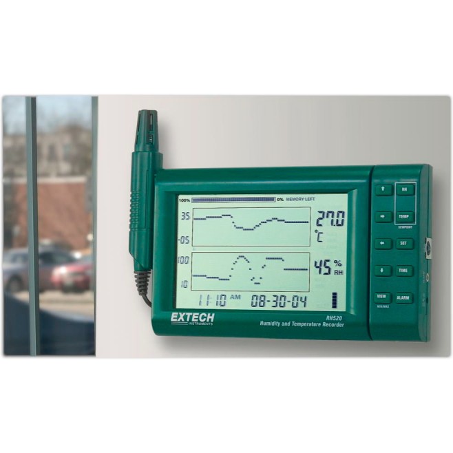 TERMOHIGRÔMETRO C/ DATA LOGGER, ALARME E SONDA DESTACÁVEL - EXTECH - RH520B - INSTRUFIBER TERMOHIGRÔMETRO C/ DATA LOGGER, ALARME E SONDA DESTACÁVEL - EXTECH - RH520B - INSTRUFIBER