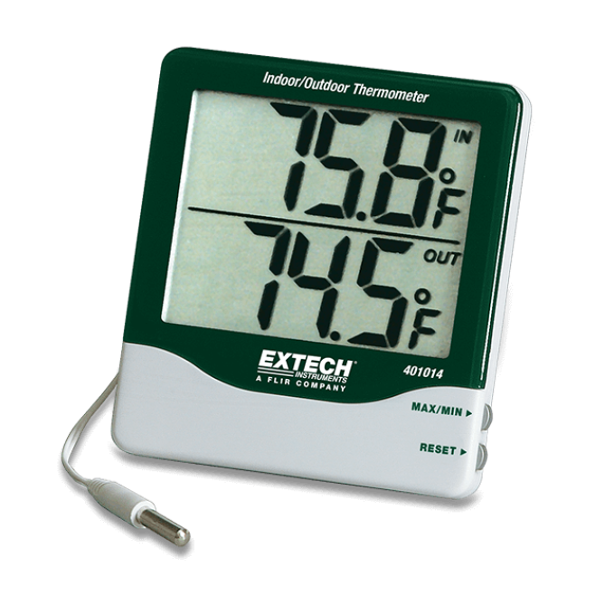 TERMÔMETRO MESA/PAREDE MÁX/MÍN (TEMP INT(-10+60ºC)/EXT(-50+70ºC)) - EXTECH - 401014 - INSTRUFIBER TERMÔMETRO MESA/PAREDE MÁX/MÍN (TEMP INT(-10+60ºC)/EXT(-50+70ºC)) - EXTECH - 401014 - INSTRUFIBER