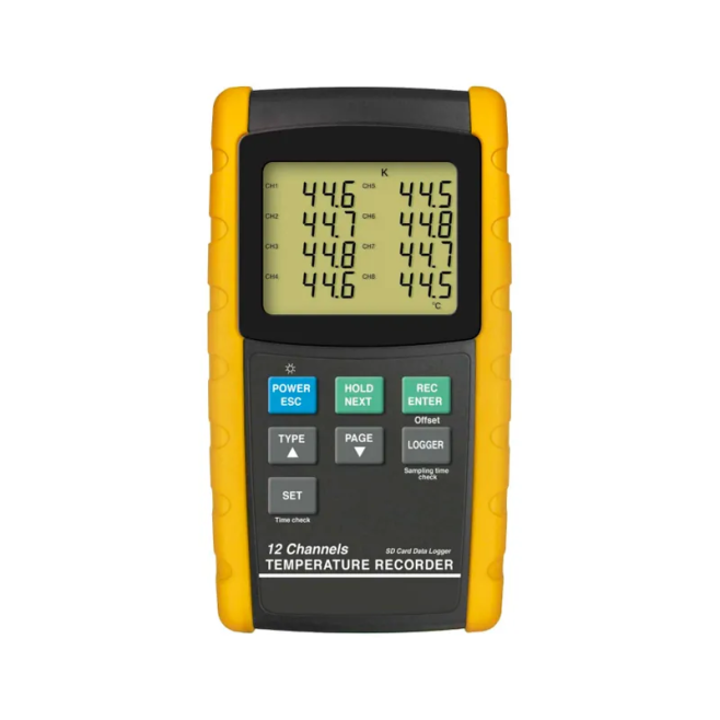 Registrador de Temperatura 12 Canais com Datalogger SD para Termopares K/J/T/E/R/S - 493 - H004652 - INSTRUFIBER