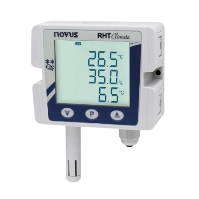 TRANSMISSOR DE TEMPERATURA E UMIDADE, MOD. RHT-CLIMATE-DM-485-LCD-250 - INSTRUFIBER