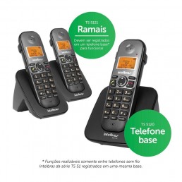 TELEFONE SEM FIO DIGITAL COM DOIS RAMAIS ADICIONAIS TS 5123 - INSTRUFIBER
