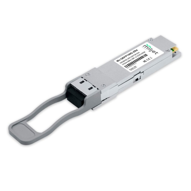 Transceptor Óptico Miljet 100GBASE-ZR4 QSFP28, 1310nm LWDM 80km SMF, SOA, LC DDM Duplex - INSTRUFIBER