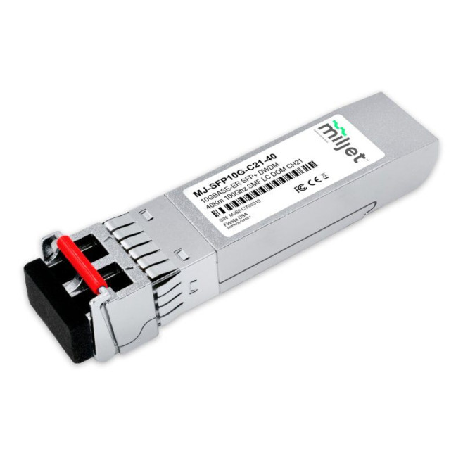Transceptor Óptico Miljet 10GBASE-ER SFP+, CH21 DWDM, 40km 100GHz, EML Laser 1560.61nm, DDM SMF, LC Duplex - INSTRUFIBER