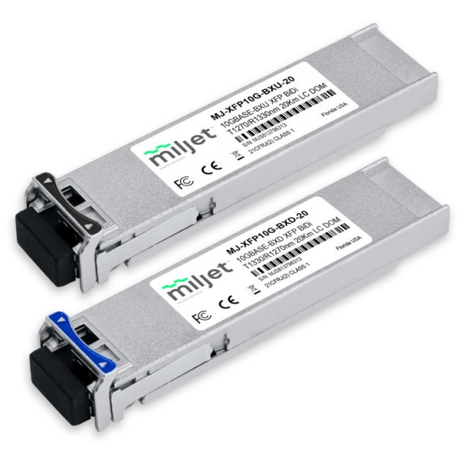 Transceptor Óptico Miljet Kit Par 10GBASE-BX XFP BiDi 20km LC DOM - INSTRUFIBER