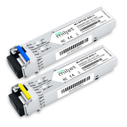 Transceptor Óptico Miljet SFP,  Kit Par 1000BASE-BX BiDi 20km LC DOM - INSTRUFIBER
