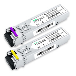 Transceptor Óptico Miljet SFP,  Kit Par 1000BASE-EZX BiDi 160km LC SMF DOM - INSTRUFIBER