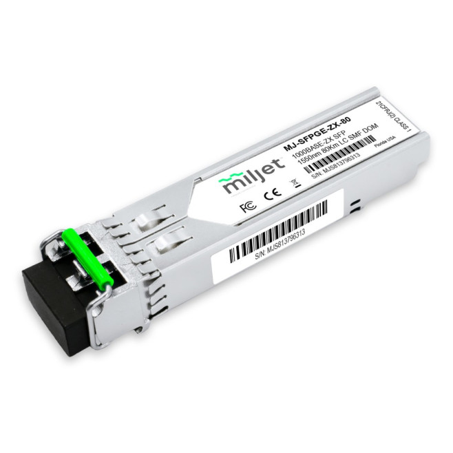 Transceptor Óptico Miljet SFP, 1000BASE-ZX 1550nm 80km LC SMF DDM DUPLEX - INSTRUFIBER