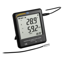 Data logger para câmaras frigoríficas Mede temperatura e umidade / Display LCD / Memória para 25.920 valores / Rápida descarga através do USB - INSTRUFIBER 