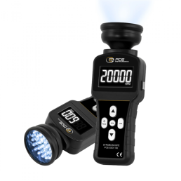 Tacômetro com ajuste grosso e ajuste fino / Fonte de luz de 36 LEDs / Memória para 10 valores / Desligamento automático - INSTRUFIBER