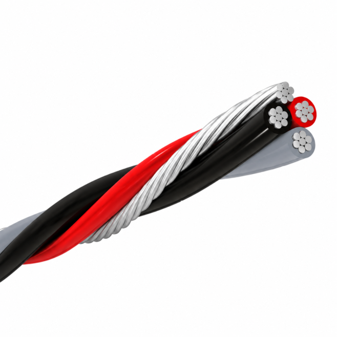 CABO DE ALUMINIO QUADRUPLEX 3x120+70mm² NEUTRO NU - INSTRUFIBER