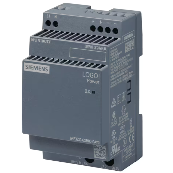 FONTE DE ALIMENTACAO LOGO POWER MONOFASICA 24VCC 2,5A 6EP3332-6SB00-0AY0 - INSTRUFIBER