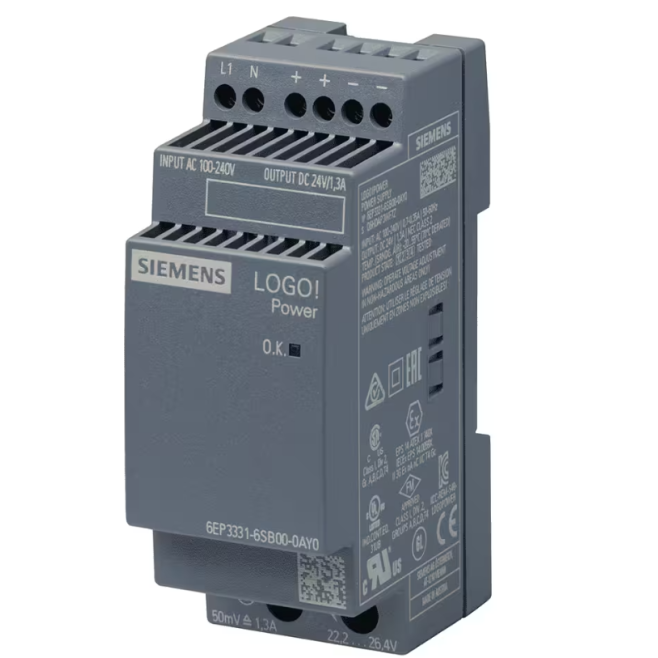 FONTE DE ALIMENTACAO LOGO POWER MONOFASICA 24VCC 1,3A 6EP3331-6SB00-0AY0 - INSTRUFIBER