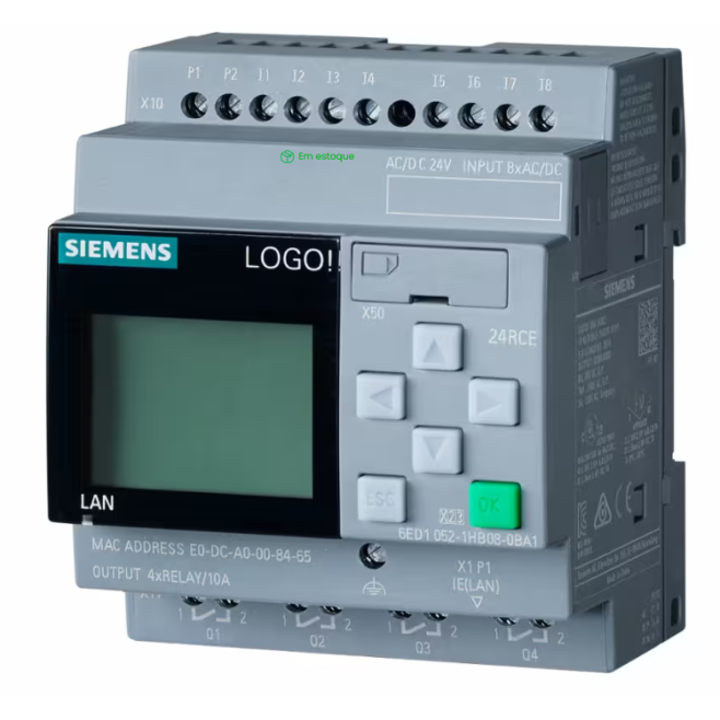 CONTROLADOR LOGO 24VCA/CC 8DI 4DO RELE 6ED1052-1HB08-0BA2 - INSTRUFIBER