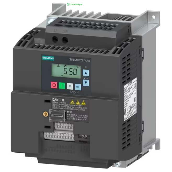 INVERSOR DE FREQUENCIA MONOFASICO SINAMICS V20 200-240V 2,2 KW 11 A 6SL3210-5BB22-2UV1  - INSTRUFIBER