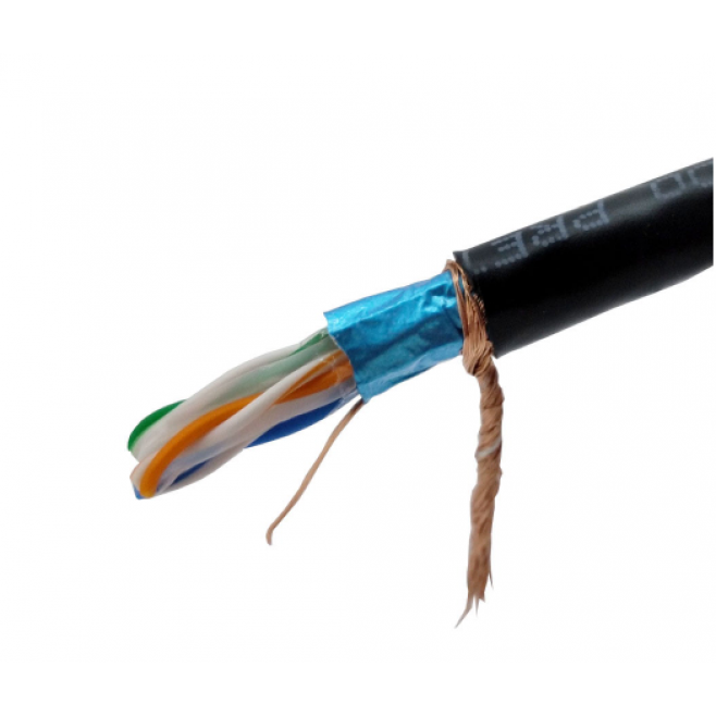 Cabo de Rede CAT6 STP Blindado Gigabit Preto (ALUMÍNIO COBREADO) - INSTRUFIBER