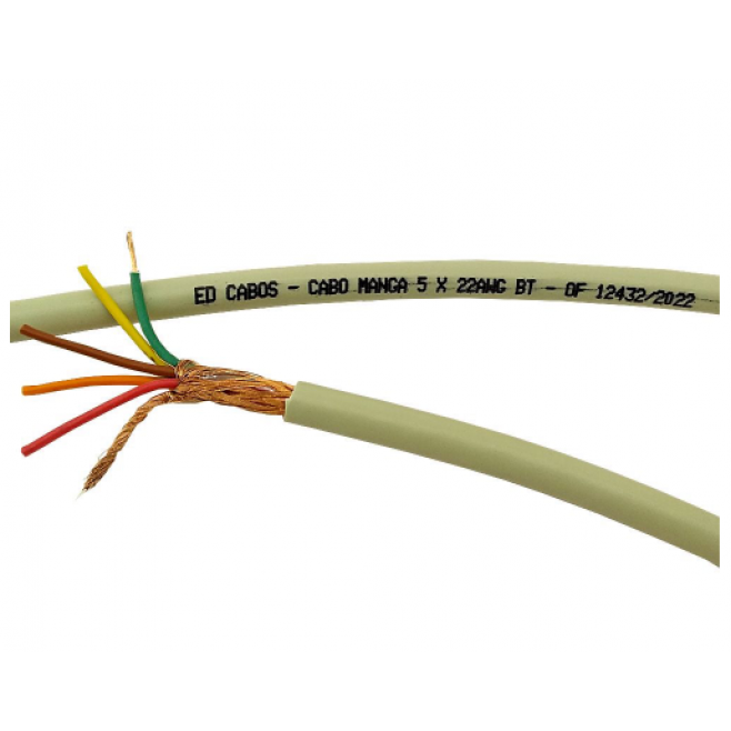 Cabo Manga 5x22AWG Blindado em Malha BT Bege - INSTRUFIBER