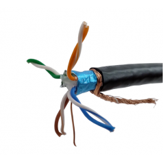 Cabo de Rede CAT6 STP Blindado Gigabit Preto (ALUMÍNIO COBREADO) - INSTRUFIBER