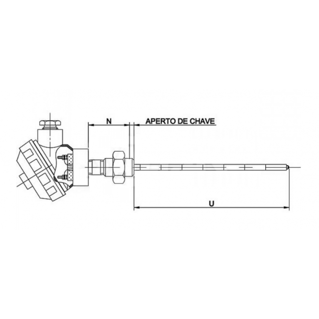 Termopar TC-108 - TERMOPAR CONVENCIONAL COM CABEÇOTE, NIPLE E UNIÃO - INSTRUFIBER