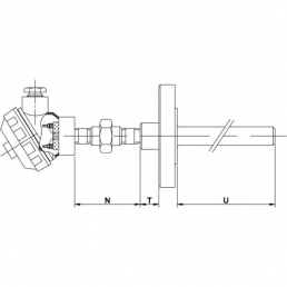 Termopar TC-114 - TERMOPAR COM CABEÇOTE E POÇO DE PROTEÇÃO FLANGEADO - INSTRUFIBER