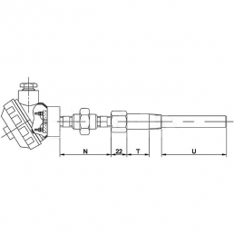 Termopar TC-115 - TERMOPAR COM CABEÇOTE E POÇO DE PROTEÇÃO ROSQUEADO - INSTRUFIBER