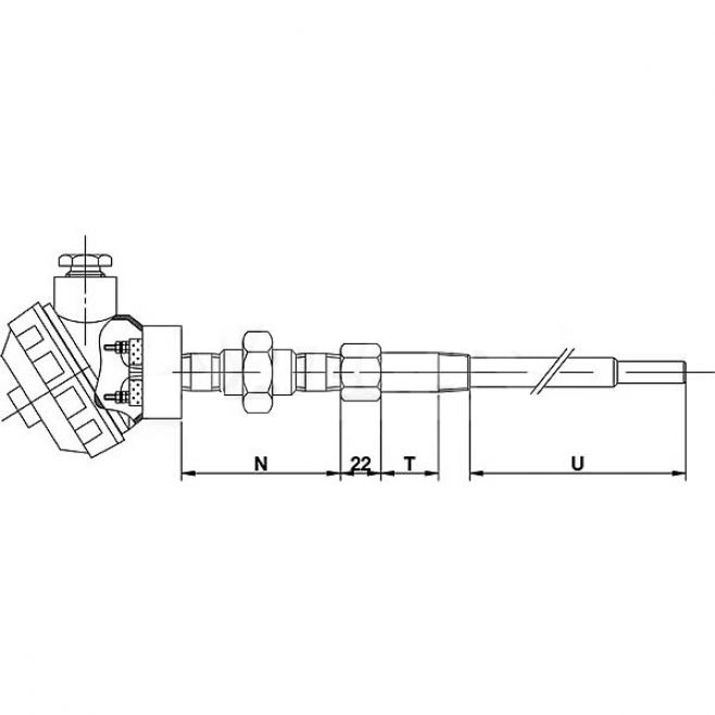 Termopar TC-117 - TERMOPAR COM CABEÇOTE E POÇO DE PROTEÇÃO ROSQUEADO - INSTRUFIBER