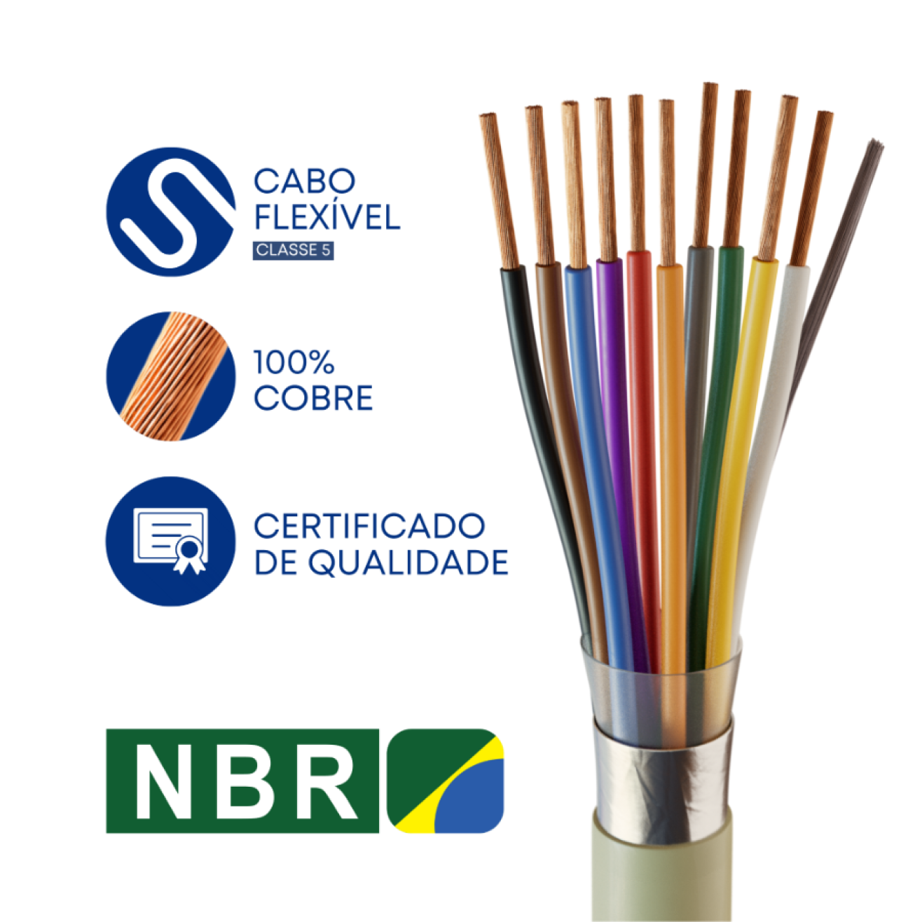 Cabo Manga 10X26 Awg Blindado Fita Aluminizada Verde/Palha - INSTRUFIBER