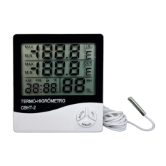 CBHT2 - Termo-Higrômetro Digital com Sensor Externo e Relógio - INSTRUFIBER