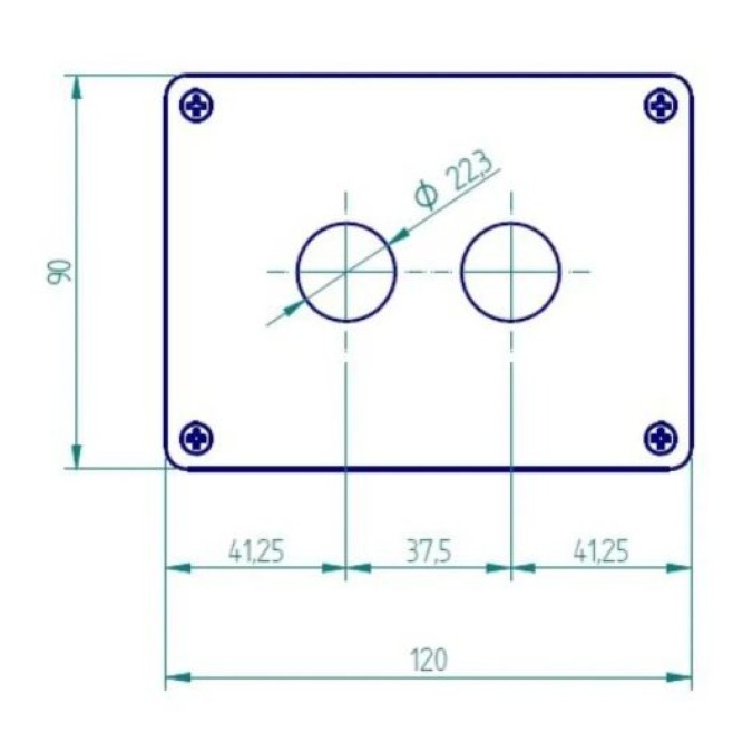 Caixa p/ Botoeira 2 Furos 22mm 120X90X70mm IP44 - INSTRUFIBER