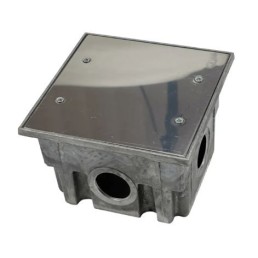 Caixa p/ Piso 4X4 3/4" Baixa c/ Tampa Cega Inox Alto Brilho - INSTRUFIBER