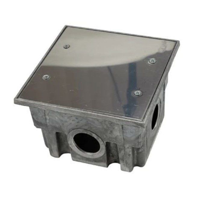 Caixa p/ Piso 4X4 3/4" Baixa c/ Tampa Cega Inox Alto Brilho - INSTRUFIBER Caixa p/ Piso 4X4 3/4" Baixa c/ Tampa Cega Inox Alto Brilho - INSTRUFIBER