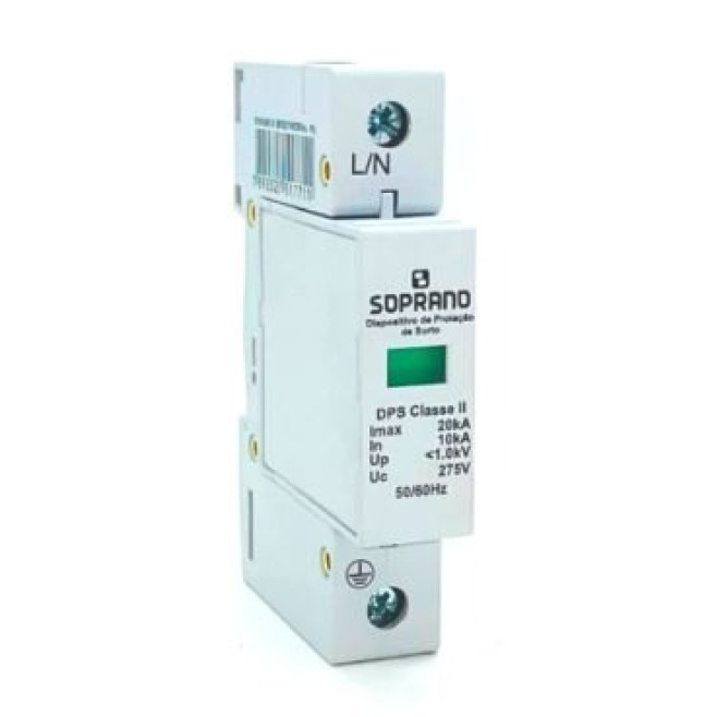 DPS - Dispositivo Proteção Contra Surto 1P 275V 20kA Classe II Soprano - INSTRUFIBER