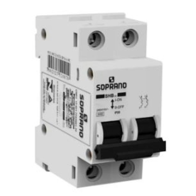 Disjuntor Din Bipolar 16A 3kA Curva C SHB Soprano - INSTRUFIBER